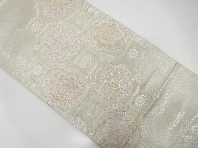 JAPANESE KIMONO / ANTIQUE FUKURO OBI / SILK / WOVEN FLORAL SHOKKMO